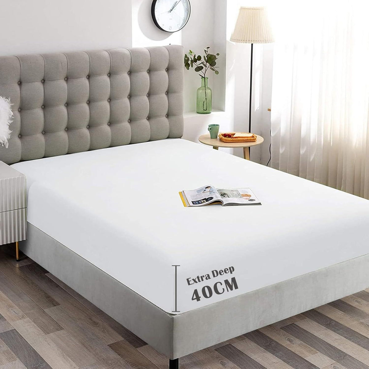 Hotel Quality Fitted Sheet - 1 Piece Fitted Sheet  -Breathable Bedding - Wrinkle, Fade, Stain Resistant- 16inch/40cm Deep Pocket Fitted Bed Sheet-Wrinkle and Fade Resistant,(White,King)