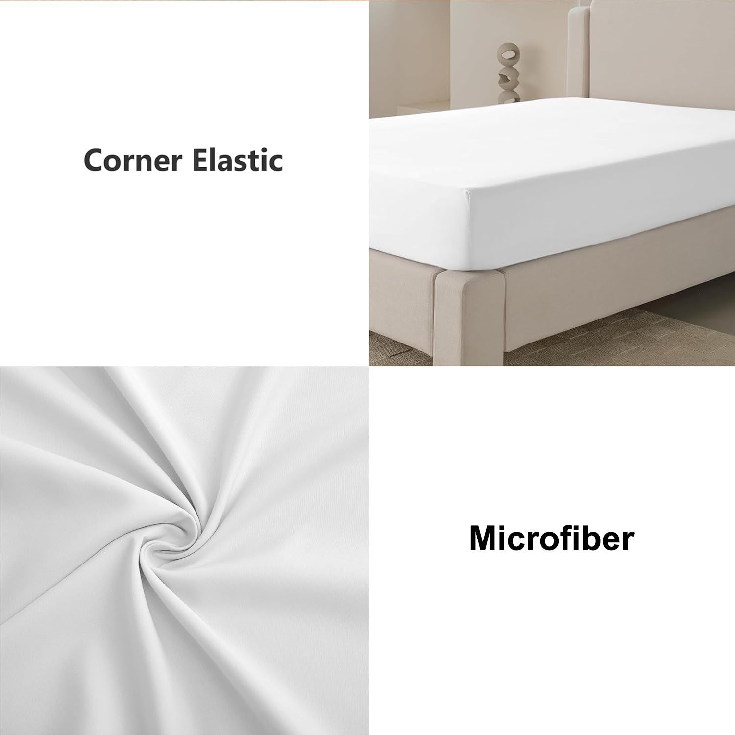 Hotel Quality Fitted Sheet - 1 Piece Fitted Sheet  -Breathable Bedding - Wrinkle, Fade, Stain Resistant- 16inch/40cm Deep Pocket Fitted Bed Sheet-Wrinkle and Fade Resistant,(White,King Single)