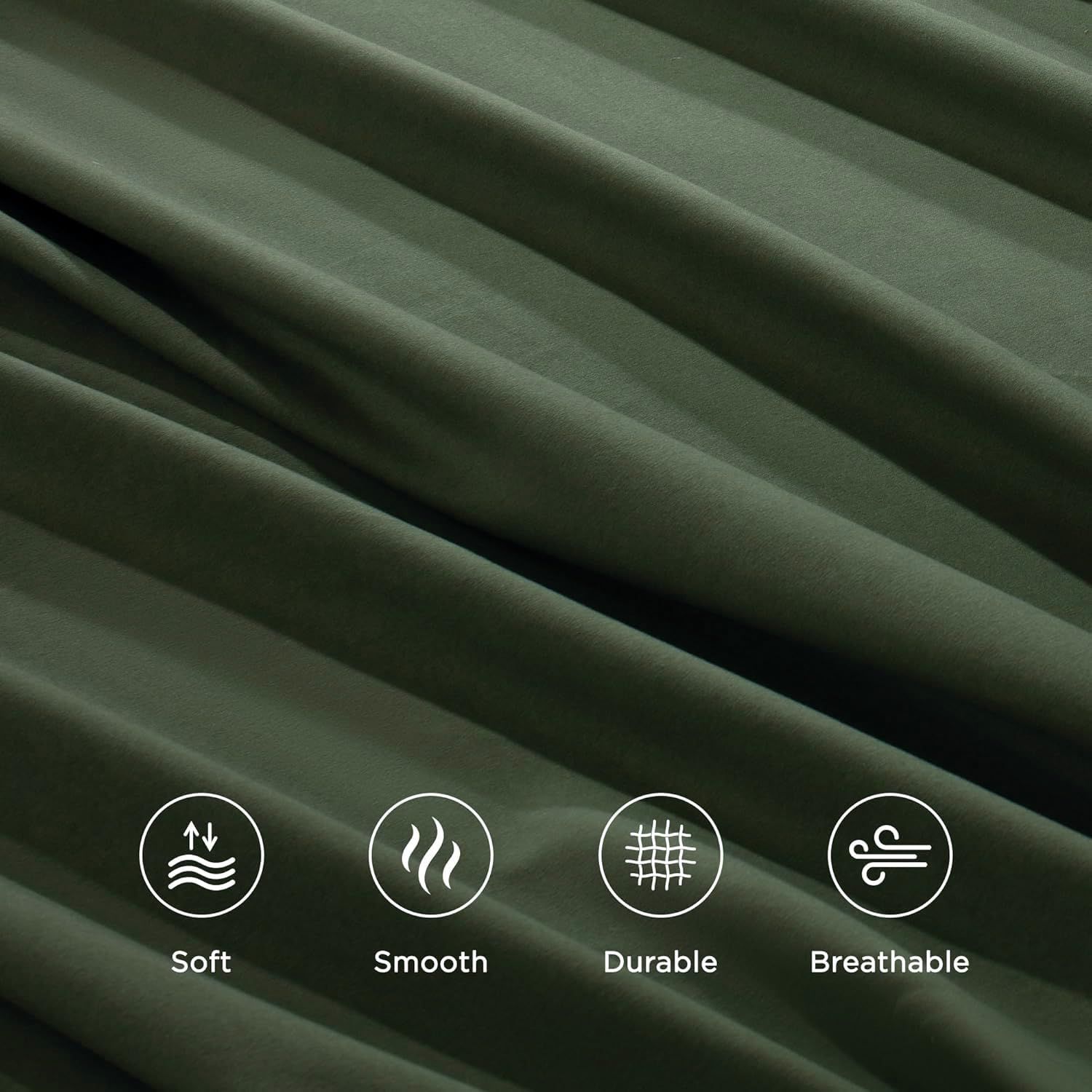 Hotel Quality Fitted Sheet - 1 Piece Fitted Sheet  -Breathable Bedding - Wrinkle, Fade, Stain Resistant- 16inch/40cm Deep Pocket Fitted Bed Sheet-Wrinkle and Fade Resistant,(Olive green,Super King)