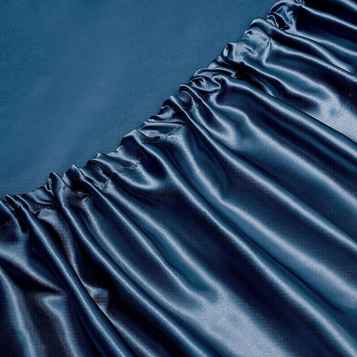 Art Silk Satin Sheet Set Hotel 4 Pieces Fitted/Flat Sheet Bedding Set-Luxury Soft Silky Sheets for Hair and Skin, Similar to Silk Bed Sheets Set 4 Pieces(Queen,Navy)
