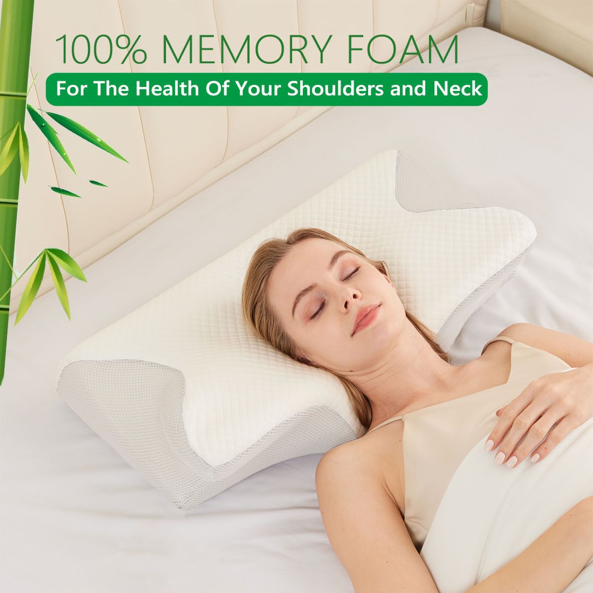 Cervical Neck Pillow for Neck Pain Relief, 2 in 1 Ergonomic Orthopedic Bed Pillow for Sleeping, Memory Foam Pillows for Side, Back &amp; Stomach Sleepers with Removable Pillowcase