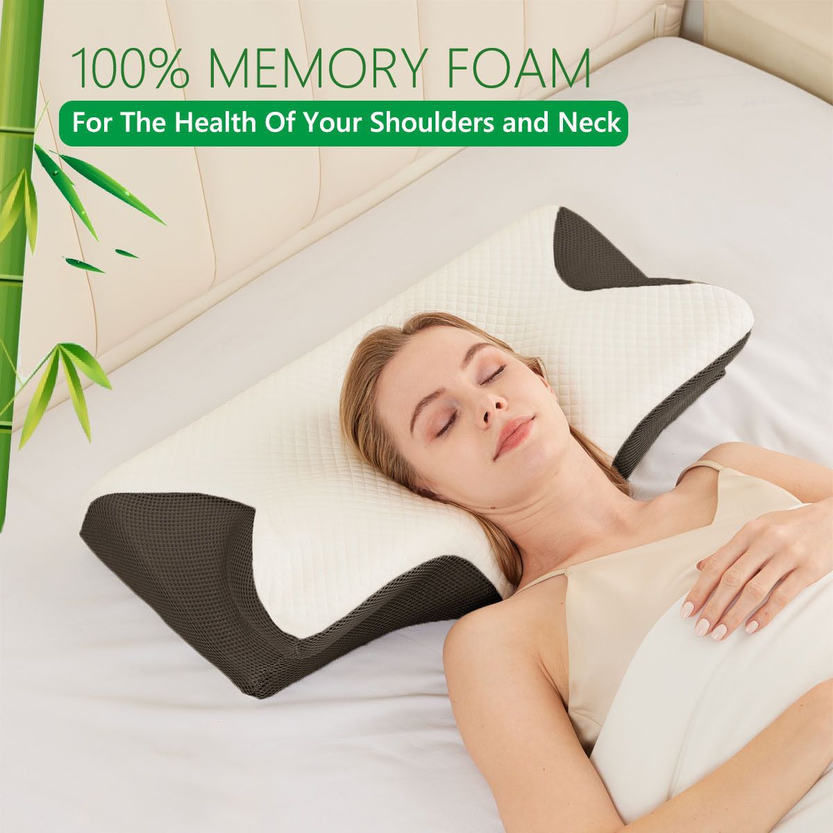 Cervical Neck Pillow for Neck Pain Relief, 2 in 1 Ergonomic Orthopedic Bed Pillow for Sleeping, Memory Foam Pillows for Side, Back &amp; Stomach Sleepers with Removable Pillowcase