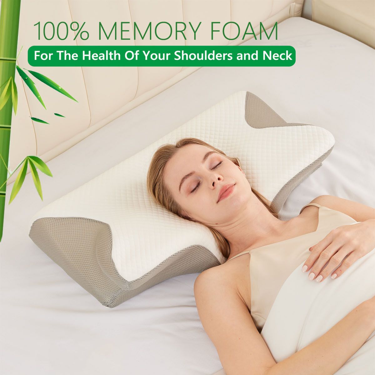 Cervical Neck Pillow for Neck Pain Relief, 2 in 1 Ergonomic Orthopedic Bed Pillow for Sleeping, Memory Foam Pillows for Side, Back &amp; Stomach Sleepers with Removable Pillowcase