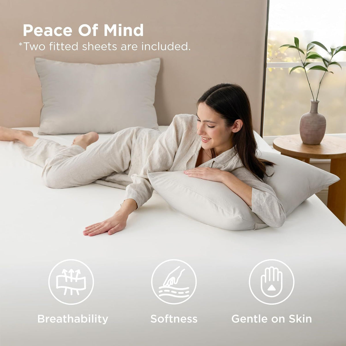 2000TC Hotel Quality Fitted Sheets - 2 Piece Fitted Sheets  -Breathable Bedding - Wrinkle, Fade, Stain Resistant- 16inch/40cm Deep Pocket Fitted Bed Sheets-Wrinkle and Fade Resistant,(White,Double)