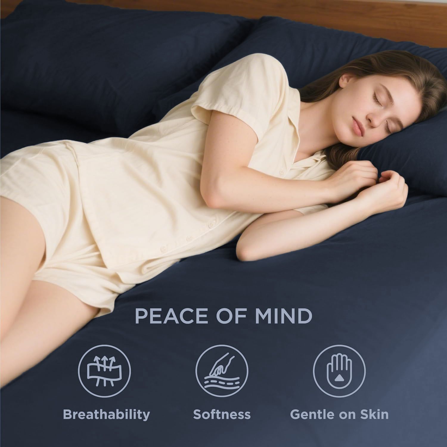 2000TC Hotel Quality Fitted Sheets - 2 Piece Fitted Sheets  -Breathable Bedding - Wrinkle, Fade, Stain Resistant- 16inch/40cm Deep Pocket Fitted Bed Sheets-Wrinkle and Fade Resistant,(Navy,Double)