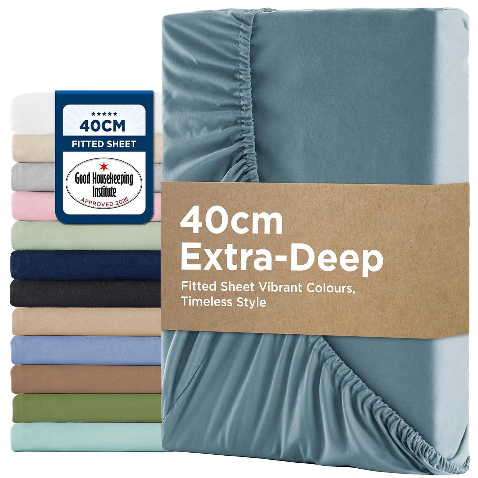 2000TC Hotel Quality Fitted Sheets - 2 Piece Fitted Sheets  -Breathable Bedding - Wrinkle, Fade, Stain Resistant- 16inch/40cm Deep Pocket Fitted Bed Sheets-Wrinkle and Fade Resistant,(Ocean,King Single)