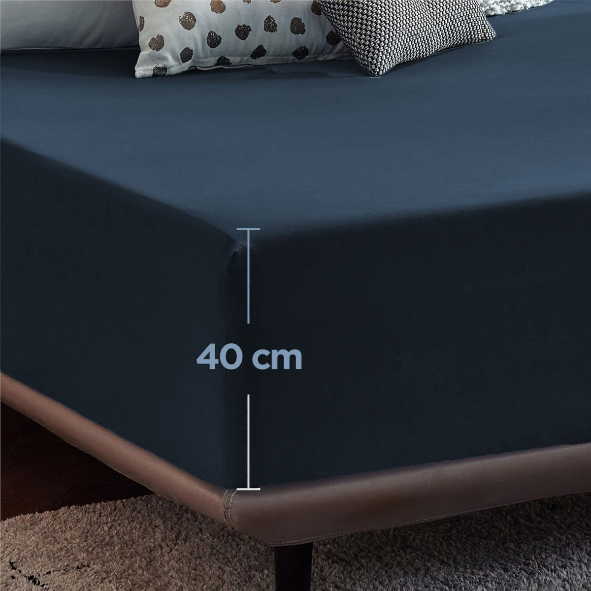 2000TC Hotel Quality Fitted Sheets - 2 Piece Fitted Sheets  -Breathable Bedding - Wrinkle, Fade, Stain Resistant- 16inch/40cm Deep Pocket Fitted Bed Sheets-Wrinkle and Fade Resistant,(Navy,Single)