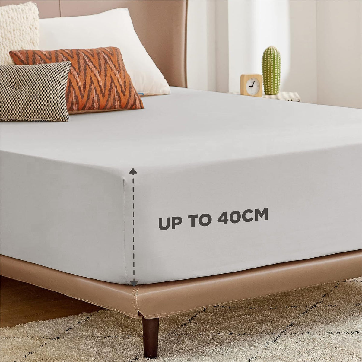 2000TC Hotel Quality Fitted Sheets - 2 Piece Fitted Sheets  -Breathable Bedding - Wrinkle, Fade, Stain Resistant- 16inch/40cm Deep Pocket Fitted Bed Sheets-Wrinkle and Fade Resistant,(Silver-gray,Single)