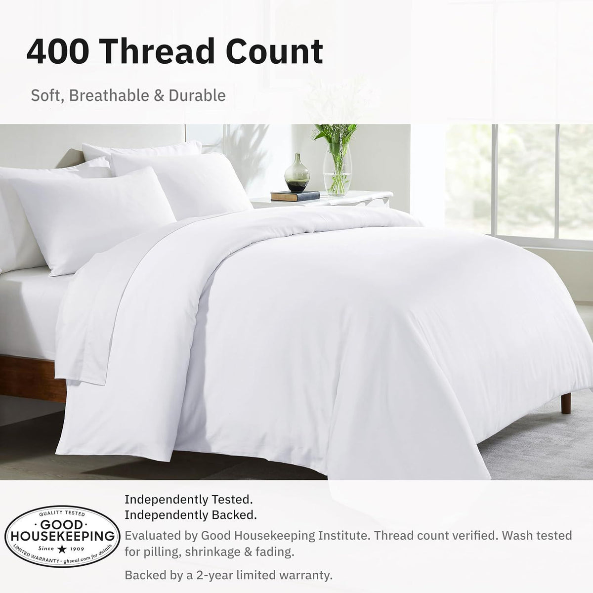 Hotel Soft Microfiber Duvet Cover Set-2000TC Quilt Cover Set & Pillowcases -1 Donna Cover Zipper Closure & 1 x Pillowcases-Breathable Bedding - Wrinkle, Fade, Stain Resistant(White,Double)