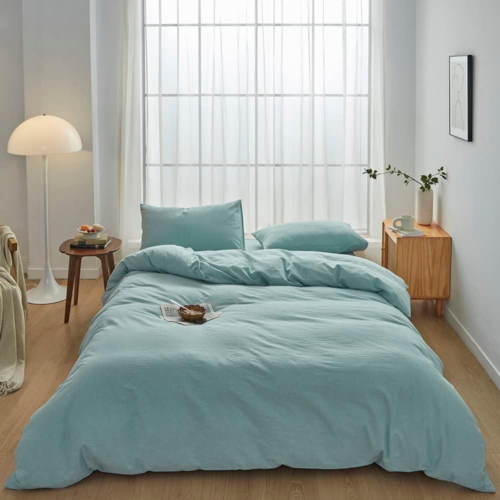 Hotel Soft Microfiber Duvet Cover Set-2000TC Quilt Cover Set & Pillowcases -1 Donna Cover Zipper Closure & 1 x Pillowcases-Breathable Bedding - Wrinkle, Fade, Stain Resistant(Ice Blue,Double)