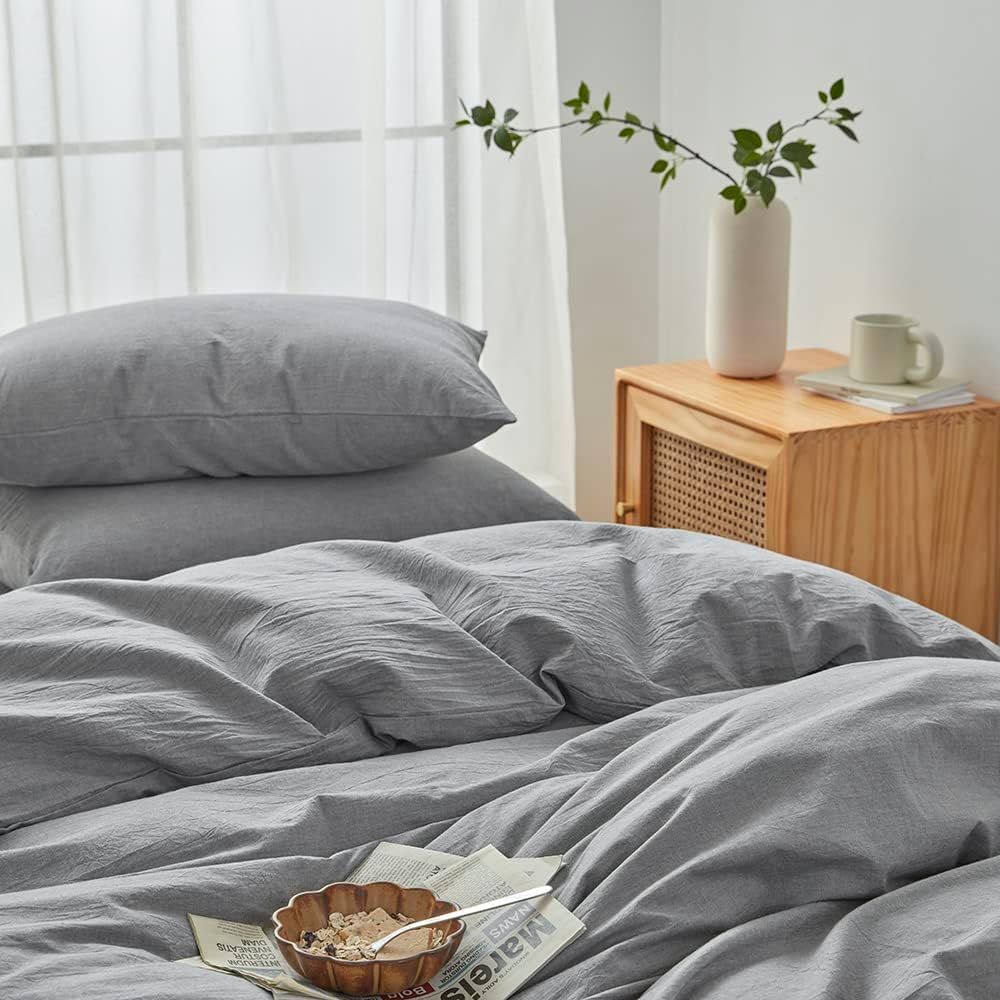 Hotel Soft Microfiber Duvet Cover Set-2000TC Quilt Cover Set & Pillowcases -1 Donna Cover Zipper Closure & 1 x Pillowcases-Breathable Bedding - Wrinkle, Fade, Stain Resistant(Grey,Double)