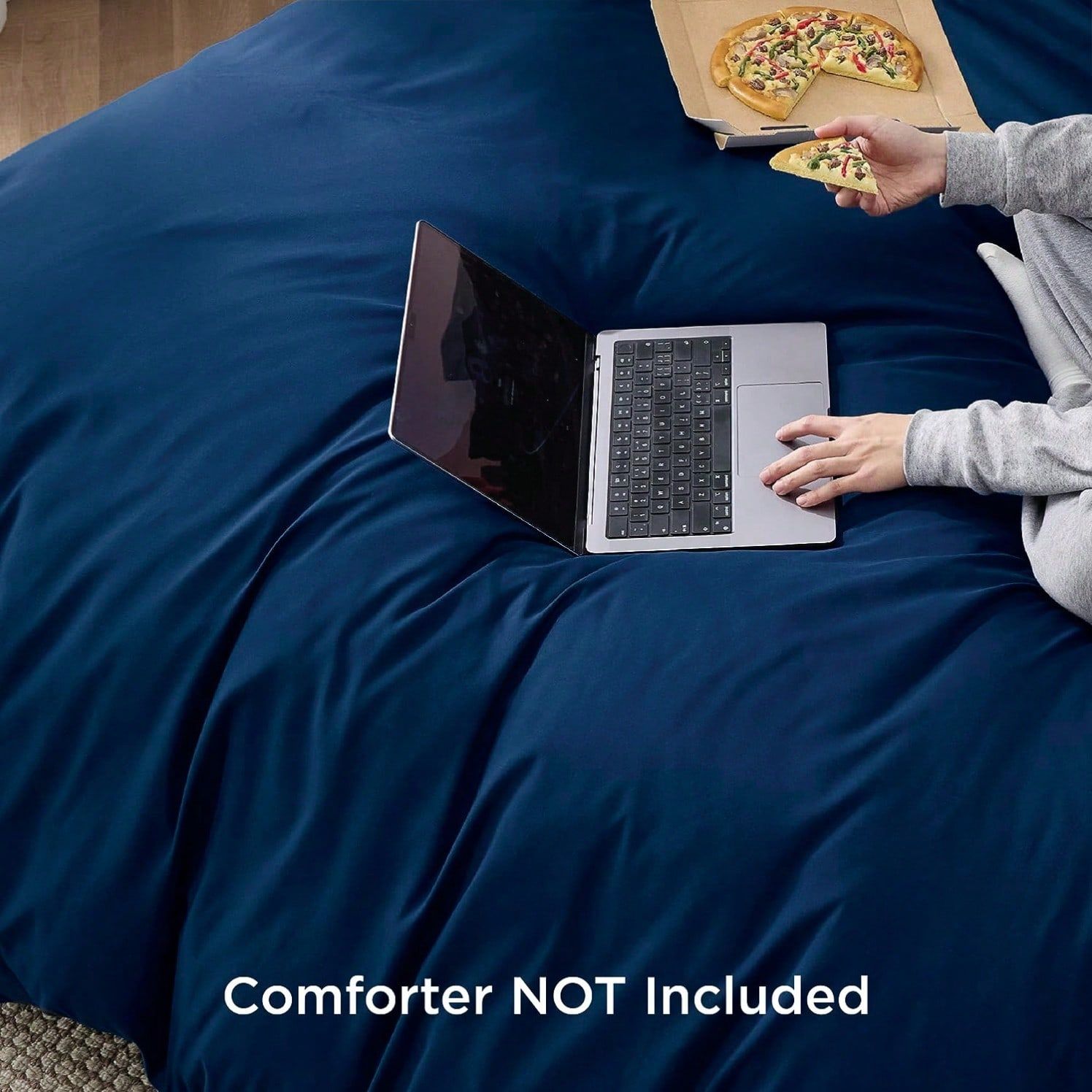Hotel Soft Microfiber Duvet Cover Set-2000TC Quilt Cover Set & Pillowcases -1 Donna Cover Zipper Closure & 1 x Pillowcases-Breathable Bedding - Wrinkle, Fade, Stain Resistant(Navy,Double)