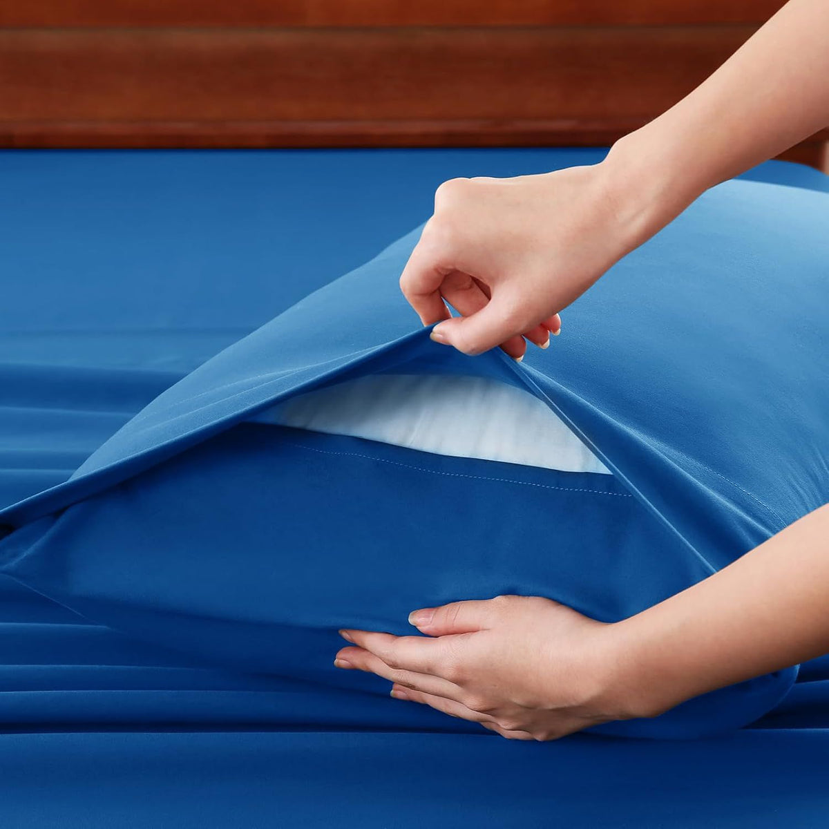 Hotel Soft Bed Sheet Set- Bedding Sheets & Pillowcases -Breathable Bedding - Wrinkle, Fade, Stain Resistant-Deep Pocket Flat Fitted Bed Sheet Set(Royal blue,Double)