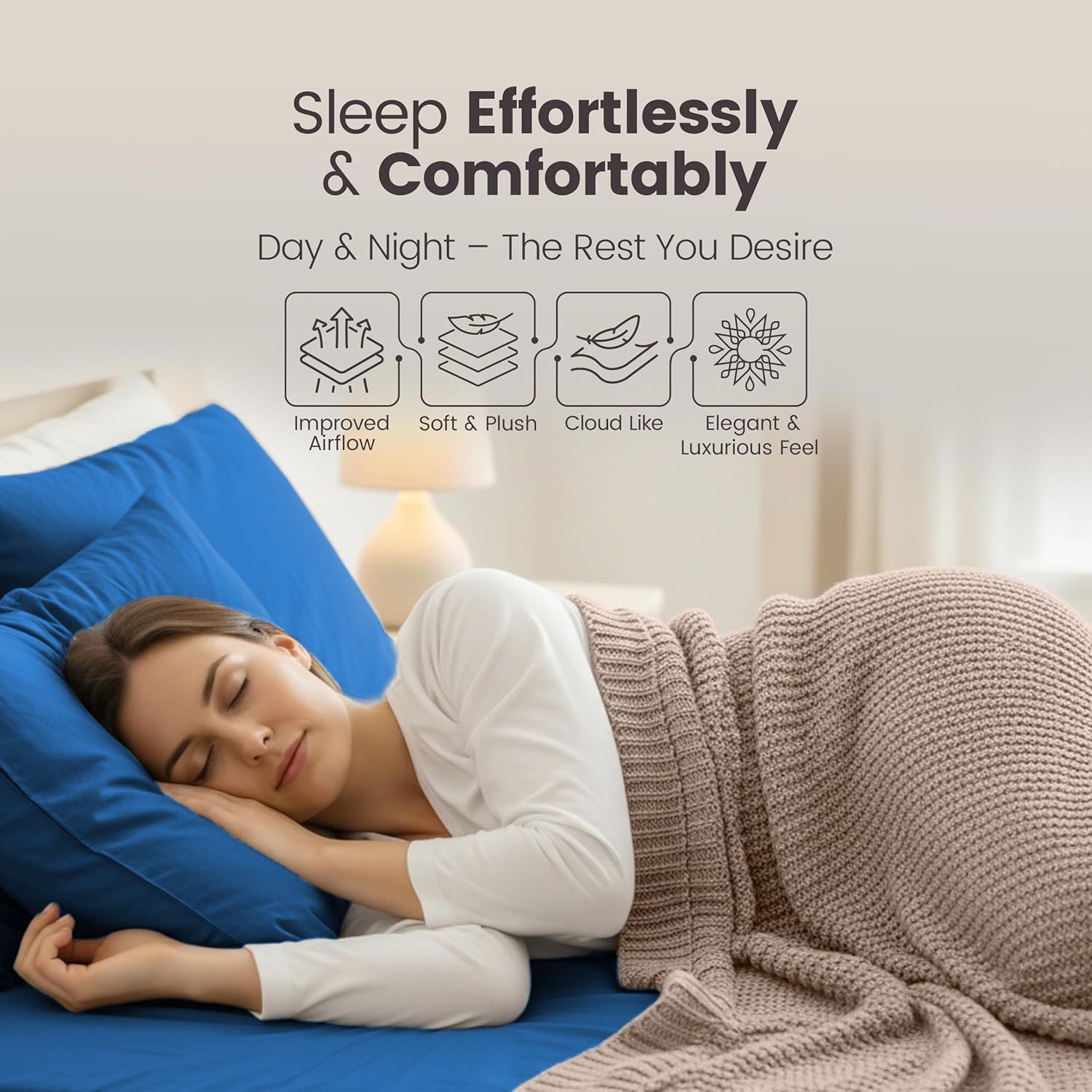 Hotel Quality Fitted Sheet - 1 Piece Fitted Sheet  -Breathable Bedding - Wrinkle, Fade, Stain Resistant- 16inch/40cm Deep Pocket Fitted Bed Sheet-Wrinkle and Fade Resistant,(Royal blue,Double)