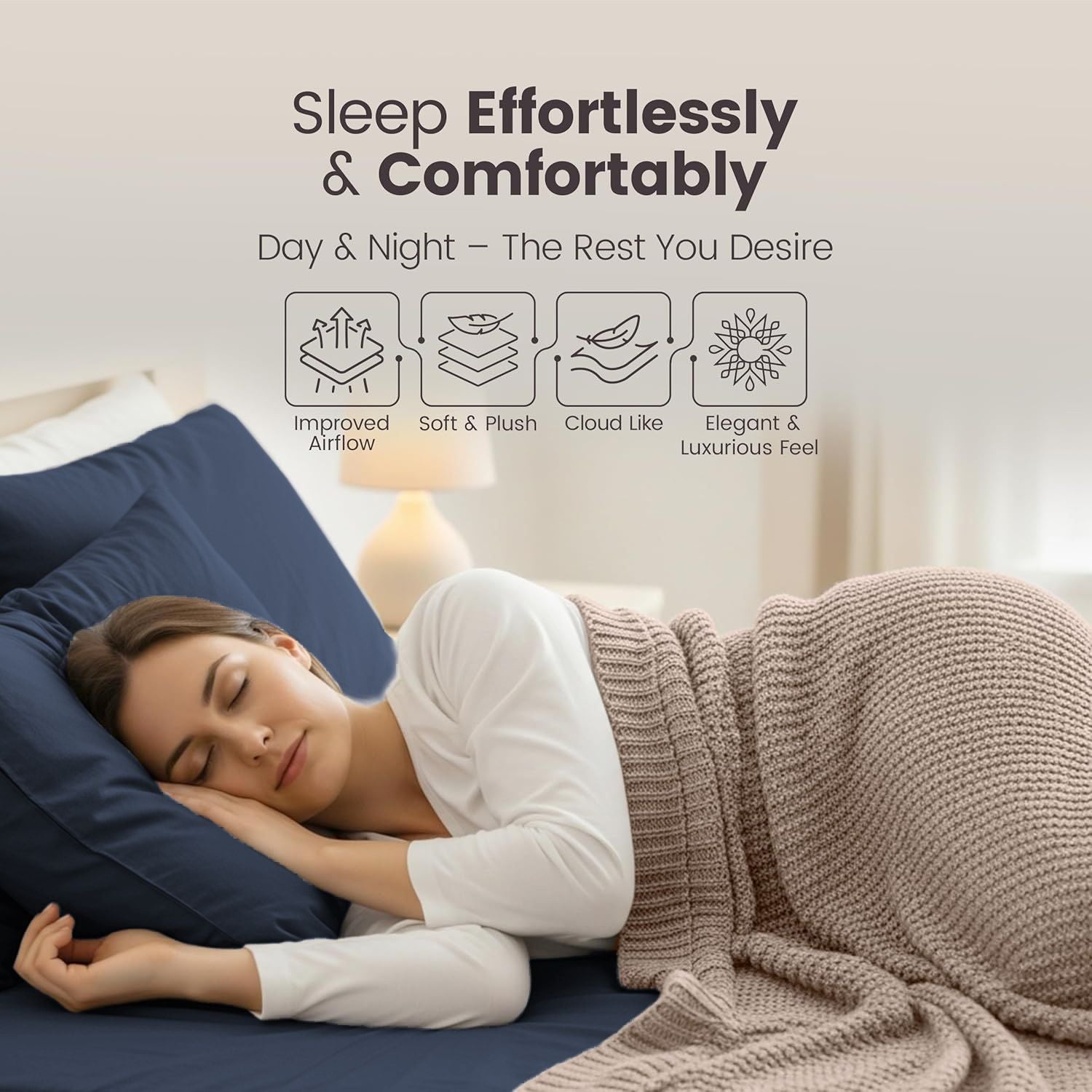 Hotel Quality Fitted Sheet - 1 Piece Fitted Sheet  -Breathable Bedding - Wrinkle, Fade, Stain Resistant- 16inch/40cm Deep Pocket Fitted Bed Sheet-Wrinkle and Fade Resistant,(Navy,Double)