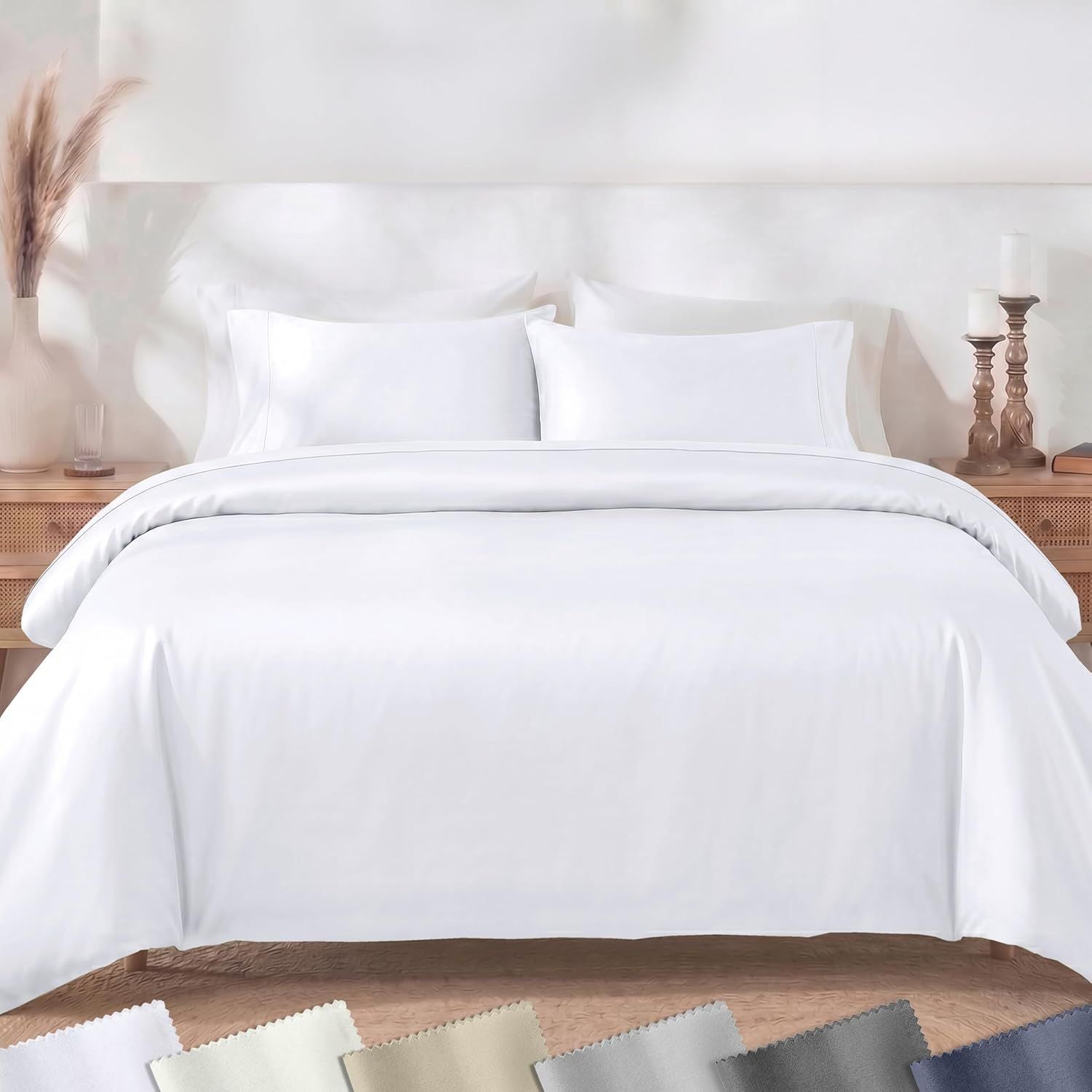 Hotel Soft Microfiber Duvet Cover Set-2000TC Quilt Cover Set & Pillowcases -1 Donna Cover Zipper Closure & 1 x Pillowcases-Breathable Bedding - Wrinkle, Fade, Stain Resistant(White,King)