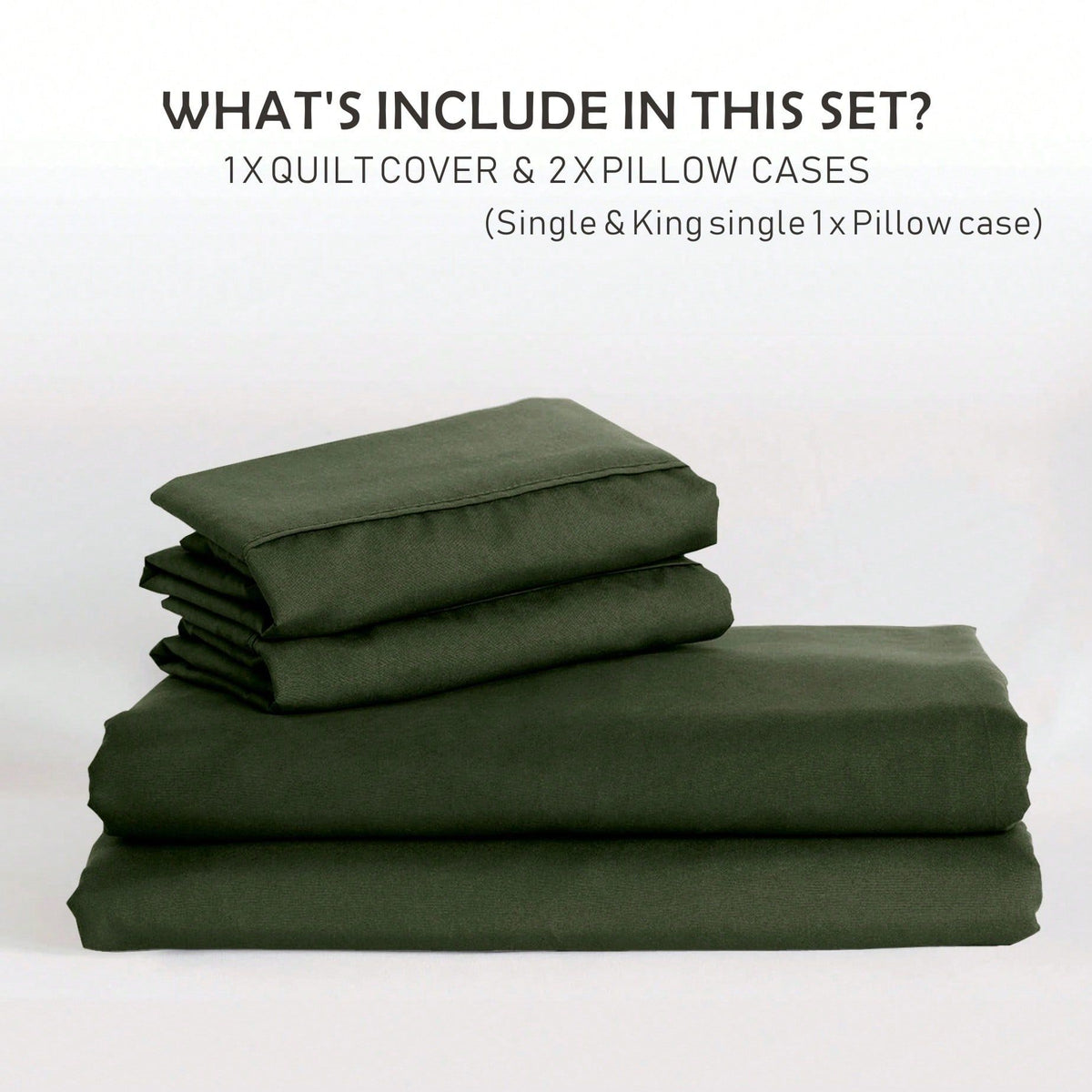 Hotel Soft Microfiber Duvet Cover Set-2000TC Quilt Cover Set & Pillowcases -1 Donna Cover Zipper Closure & 1 x Pillowcases-Breathable Bedding - Wrinkle, Fade, Stain Resistant(Olive green,King)