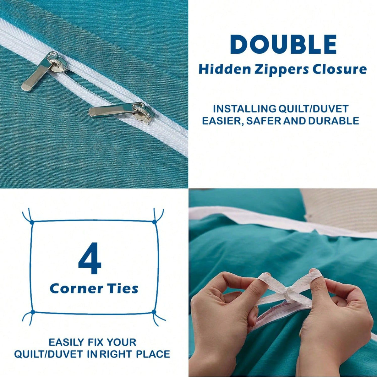 Hotel Soft Microfiber Duvet Cover Set-2000TC Quilt Cover Set & Pillowcases -1 Donna Cover Zipper Closure & 1 x Pillowcases-Breathable Bedding - Wrinkle, Fade, Stain Resistant(Biscay blue,King)