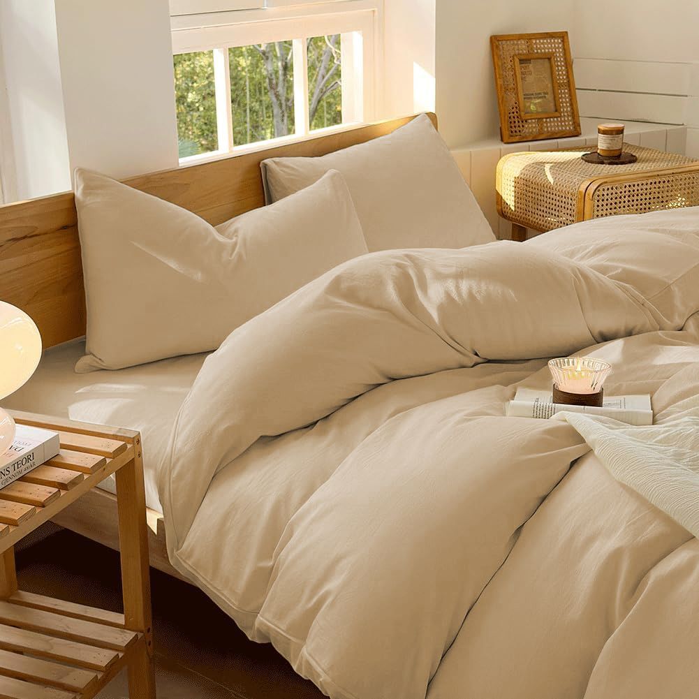 Hotel Soft Microfiber Duvet Cover Set-2000TC Quilt Cover Set & Pillowcases -1 Donna Cover Zipper Closure & 1 x Pillowcases-Breathable Bedding - Wrinkle, Fade, Stain Resistant(Camel Beige,King)