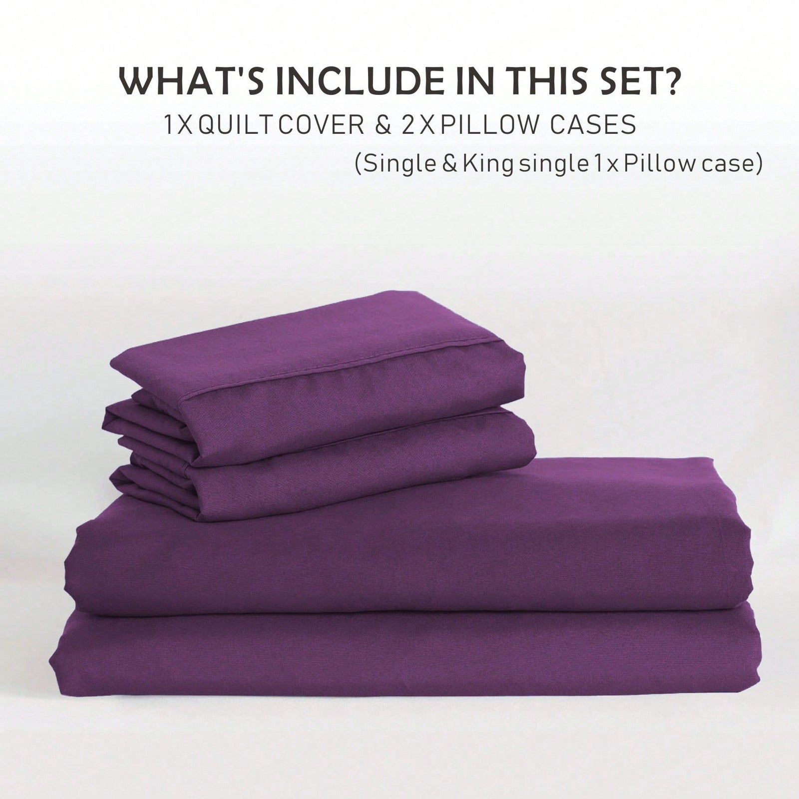 Hotel Soft Microfiber Duvet Cover Set-2000TC Quilt Cover Set & Pillowcases -1 Donna Cover Zipper Closure & 1 x Pillowcases-Breathable Bedding - Wrinkle, Fade, Stain Resistant(Purple,King)