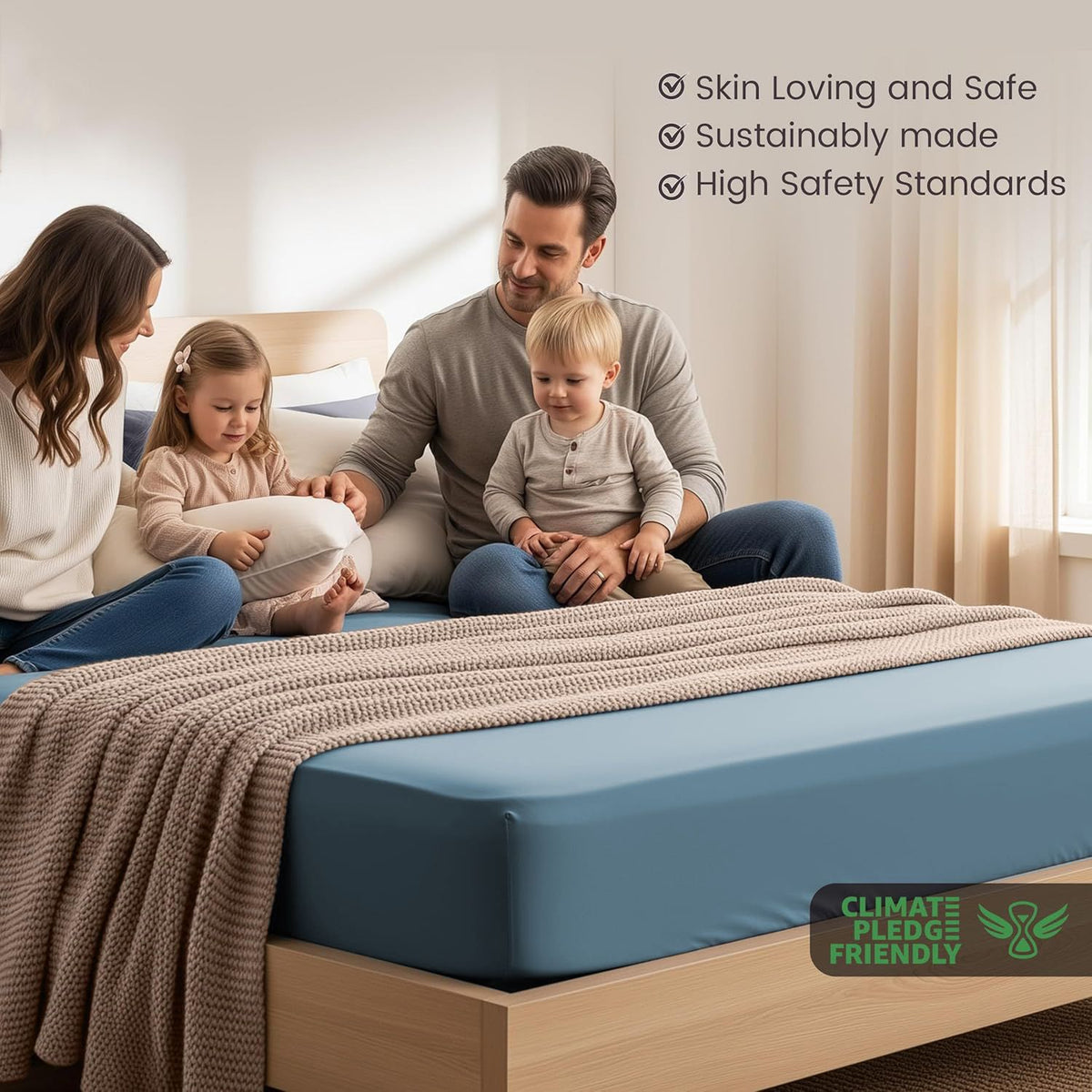 Hotel Quality Fitted Sheet - 1 Piece Fitted Sheet  -Breathable Bedding - Wrinkle, Fade, Stain Resistant- 16inch/40cm Deep Pocket Fitted Bed Sheet-Wrinkle and Fade Resistant,(Ocean,King)
