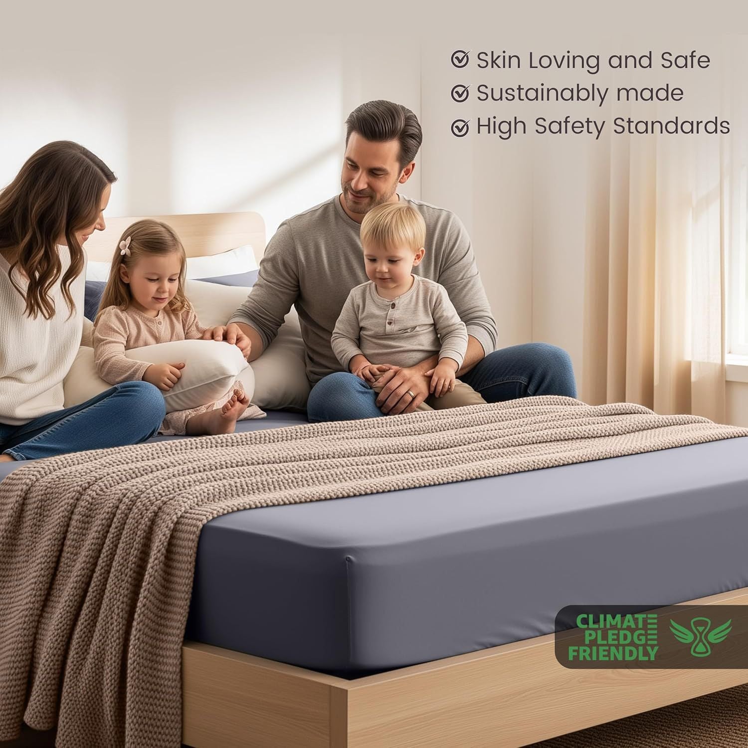 Hotel Quality Fitted Sheet - 1 Piece Fitted Sheet  -Breathable Bedding - Wrinkle, Fade, Stain Resistant- 16inch/40cm Deep Pocket Fitted Bed Sheet-Wrinkle and Fade Resistant,(Grey,King)