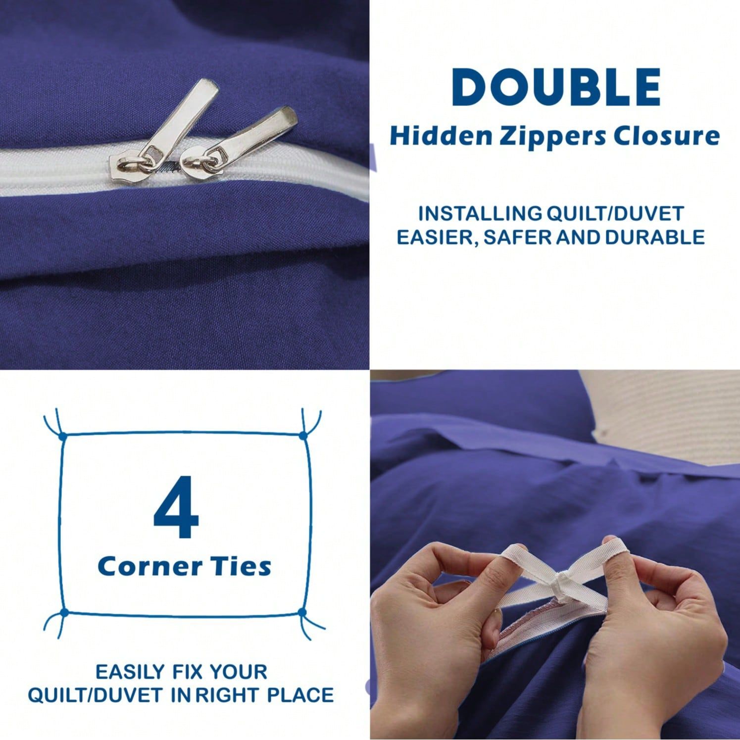 Hotel Soft Microfiber Duvet Cover Set-2000TC Quilt Cover Set & Pillowcases -1 Donna Cover Zipper Closure & 1 x Pillowcases-Breathable Bedding - Wrinkle, Fade, Stain Resistant(Royal blue,King Single)