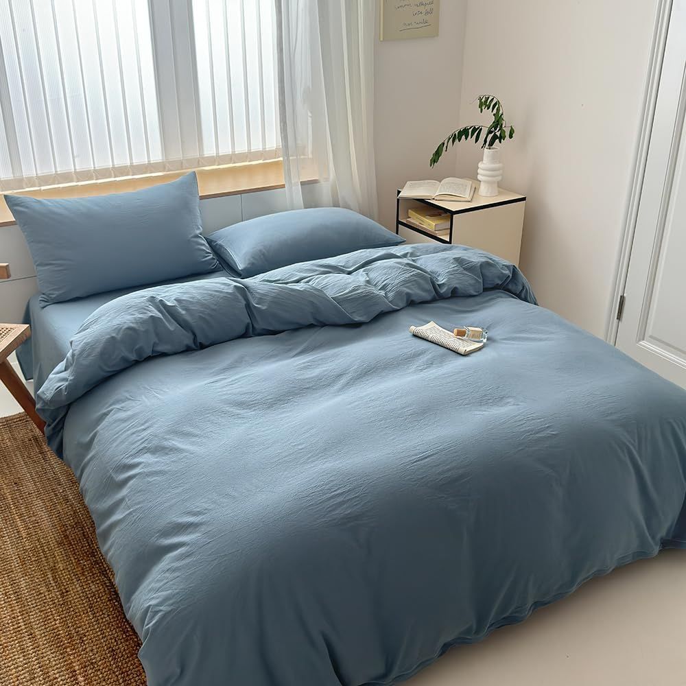 Hotel Soft Microfiber Duvet Cover Set-2000TC Quilt Cover Set & Pillowcases -1 Donna Cover Zipper Closure & 1 x Pillowcases-Breathable Bedding - Wrinkle, Fade, Stain Resistant(Ocean,King Single)