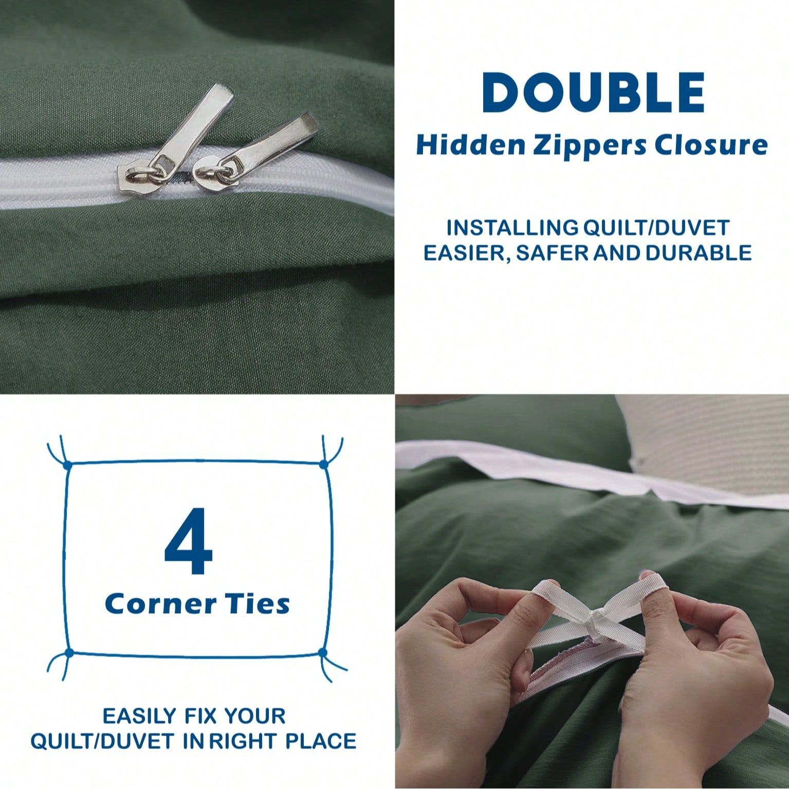 Hotel Soft Microfiber Duvet Cover Set-2000TC Quilt Cover Set & Pillowcases -1 Donna Cover Zipper Closure & 1 x Pillowcases-Breathable Bedding - Wrinkle, Fade, Stain Resistant(Olive green,King Single)