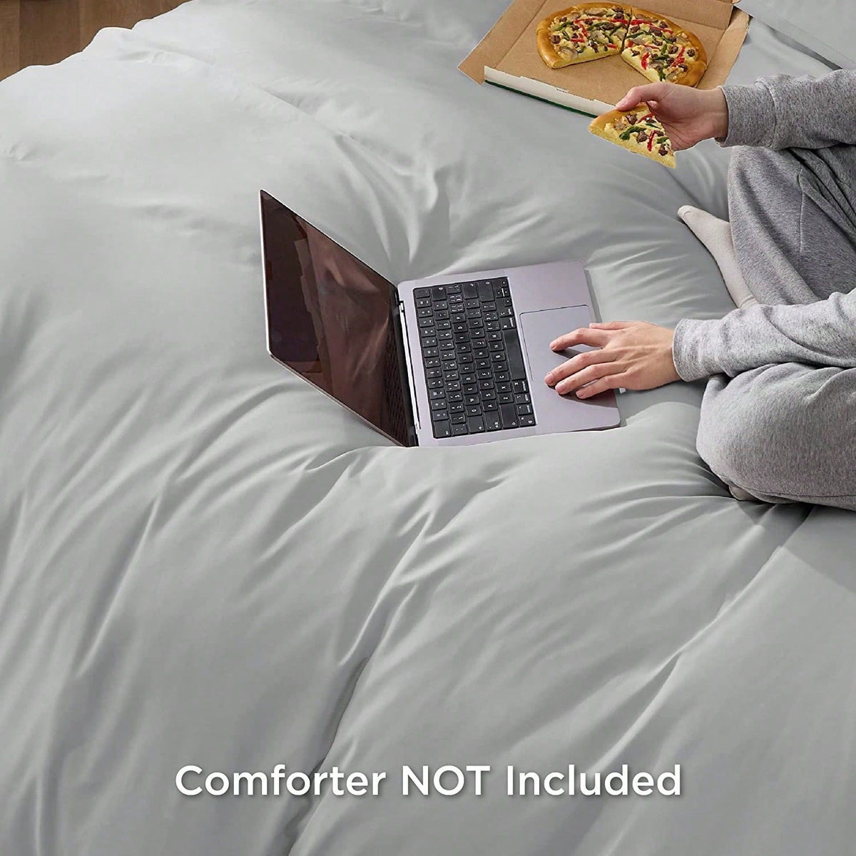Hotel Soft Microfiber Duvet Cover Set-2000TC Quilt Cover Set & Pillowcases -1 Donna Cover Zipper Closure & 1 x Pillowcases-Breathable Bedding - Wrinkle, Fade, Stain Resistant(Silver-gray,King Single)