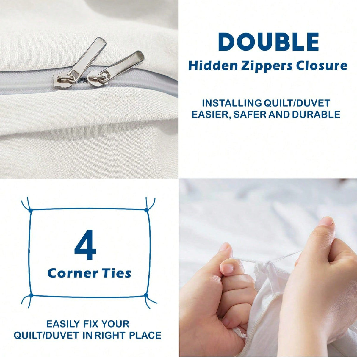 Hotel Soft Microfiber Duvet Cover Set-2000TC Quilt Cover Set & Pillowcases -1 Donna Cover Zipper Closure & 1 x Pillowcases-Breathable Bedding - Wrinkle, Fade, Stain Resistant(Raw white,Queen)