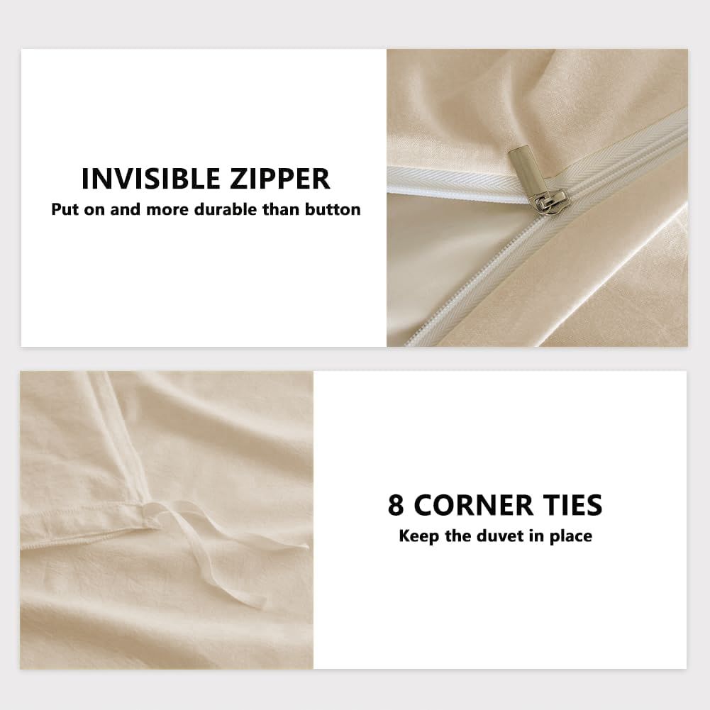 Hotel Soft Microfiber Duvet Cover Set-2000TC Quilt Cover Set & Pillowcases -1 Donna Cover Zipper Closure & 1 x Pillowcases-Breathable Bedding - Wrinkle, Fade, Stain Resistant(Cream White,Queen)
