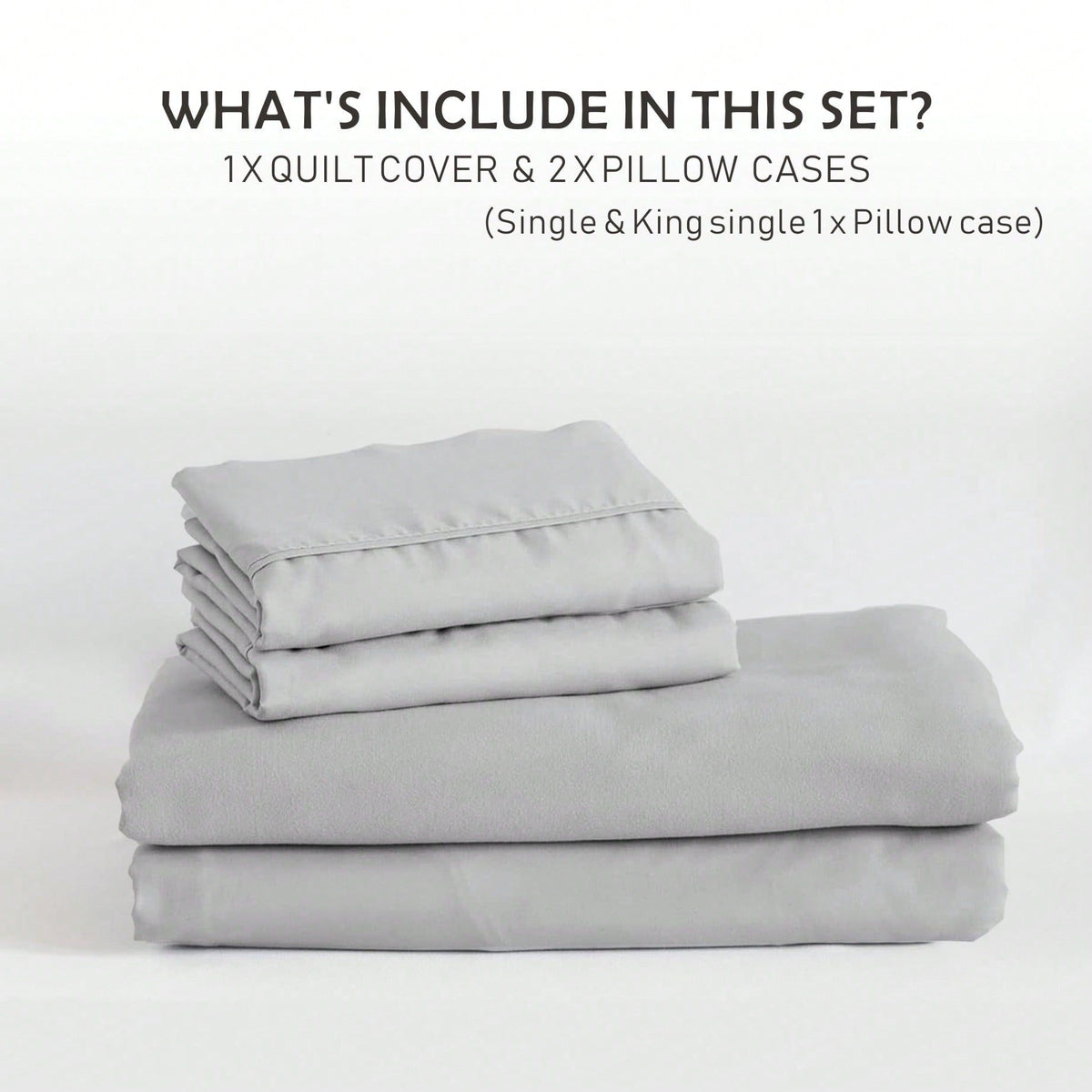 Hotel Soft Microfiber Duvet Cover Set-2000TC Quilt Cover Set & Pillowcases -1 Donna Cover Zipper Closure & 1 x Pillowcases-Breathable Bedding - Wrinkle, Fade, Stain Resistant(Silver-gray,Queen)