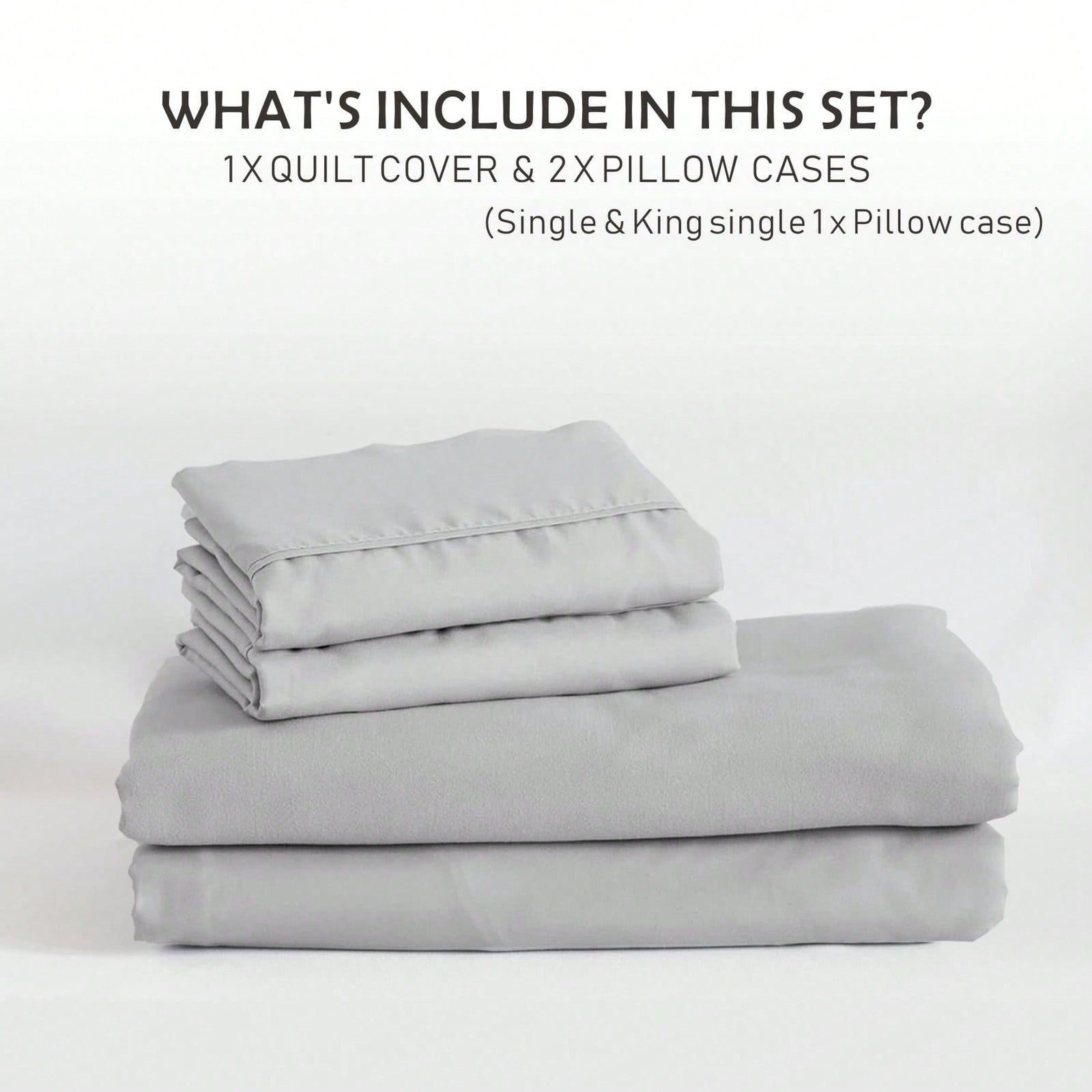 Hotel Soft Microfiber Duvet Cover Set-2000TC Quilt Cover Set & Pillowcases -1 Donna Cover Zipper Closure & 1 x Pillowcases-Breathable Bedding - Wrinkle, Fade, Stain Resistant(Silver-gray,Queen)