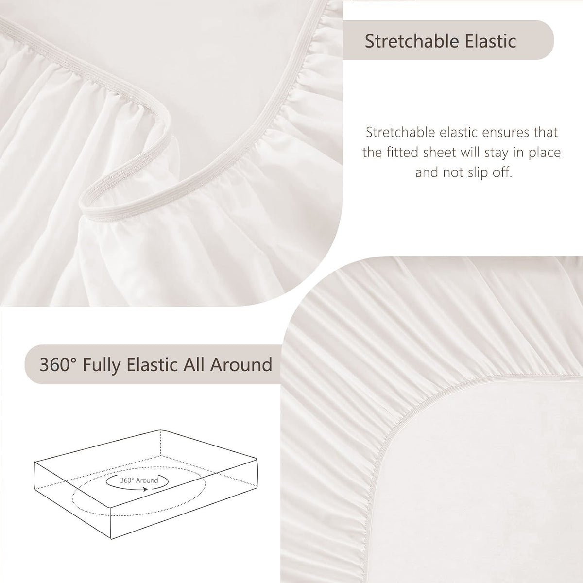 Hotel Soft Bed Sheet Set- Bedding Sheets & Pillowcases -Breathable Bedding - Wrinkle, Fade, Stain Resistant-Deep Pocket Flat Fitted Bed Sheet Set(White,Queen)