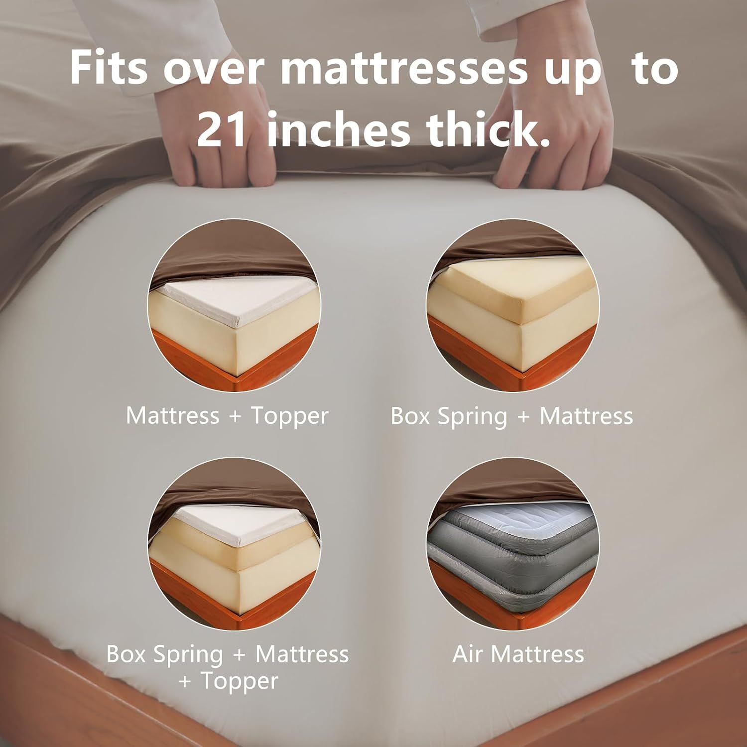 Hotel Soft Bed Sheet Set- Bedding Sheets & Pillowcases -Breathable Bedding - Wrinkle, Fade, Stain Resistant-Deep Pocket Flat Fitted Bed Sheet Set(Chocolate,Queen)