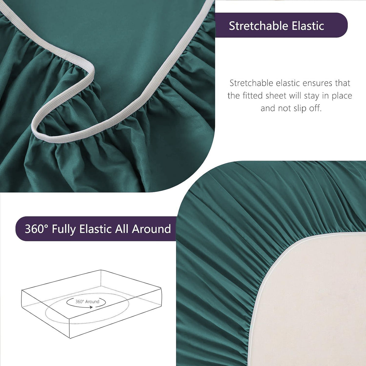 Hotel Soft Bed Sheet Set- Bedding Sheets & Pillowcases -Breathable Bedding - Wrinkle, Fade, Stain Resistant-Deep Pocket Flat Fitted Bed Sheet Set(Biscay blue,Queen)