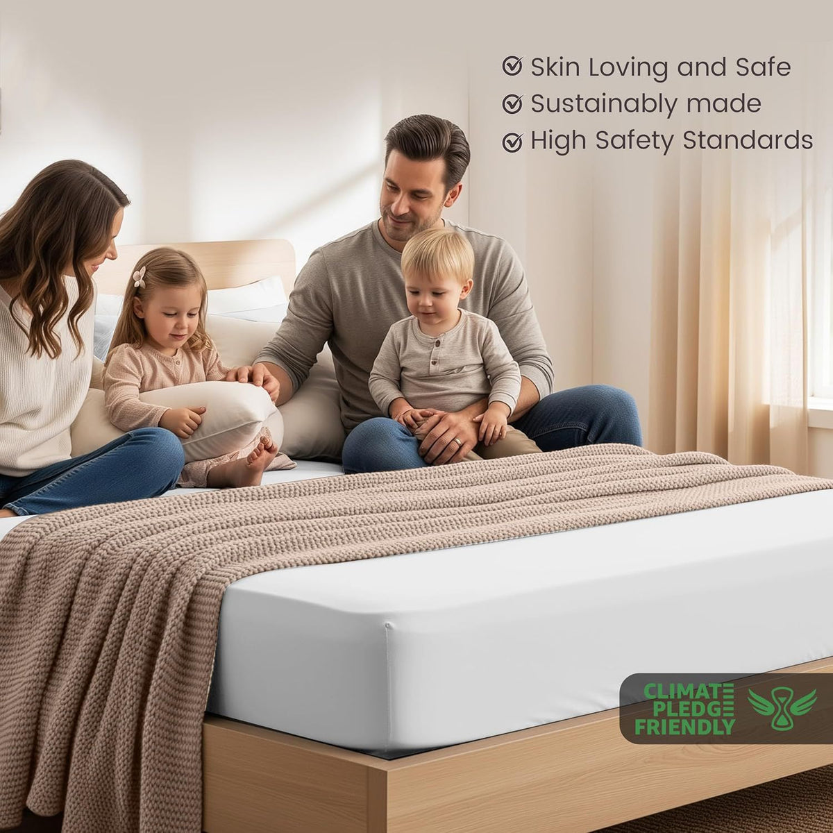 Hotel Quality Fitted Sheet - 1 Piece Fitted Sheet  -Breathable Bedding - Wrinkle, Fade, Stain Resistant- 16inch/40cm Deep Pocket Fitted Bed Sheet-Wrinkle and Fade Resistant,(White,Queen)