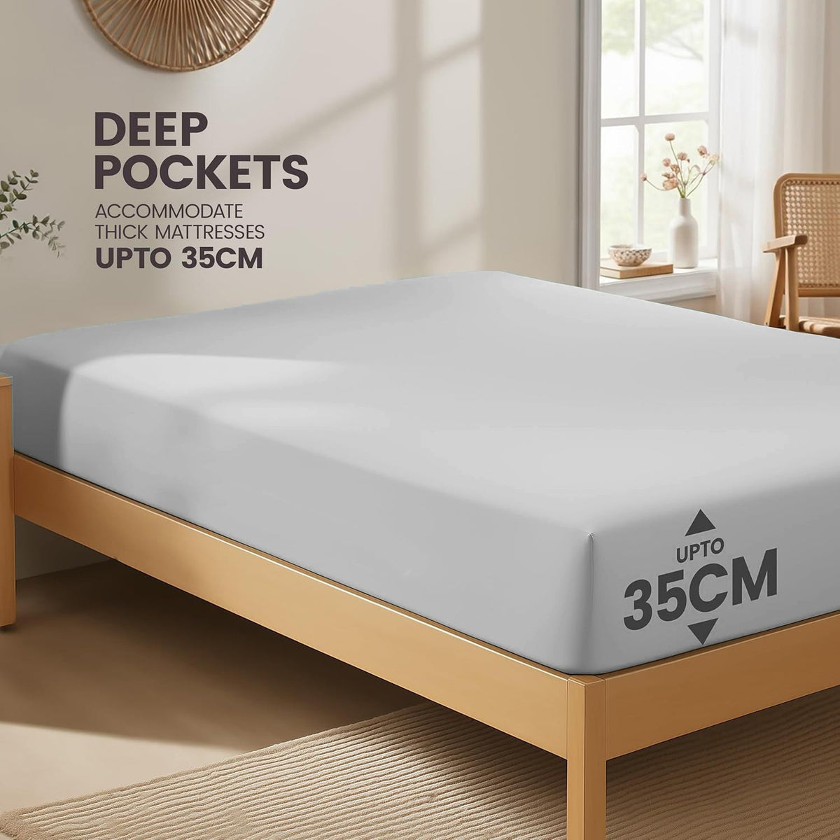 Hotel Quality Fitted Sheet - 1 Piece Fitted Sheet  -Breathable Bedding - Wrinkle, Fade, Stain Resistant- 16inch/40cm Deep Pocket Fitted Bed Sheet-Wrinkle and Fade Resistant,(Silver-gray,Queen)
