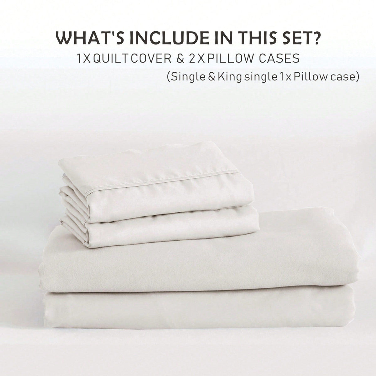 Hotel Soft Microfiber Duvet Cover Set-2000TC Quilt Cover Set & Pillowcases -1 Donna Cover Zipper Closure & 1 x Pillowcases-Breathable Bedding - Wrinkle, Fade, Stain Resistant(Raw white,Single)