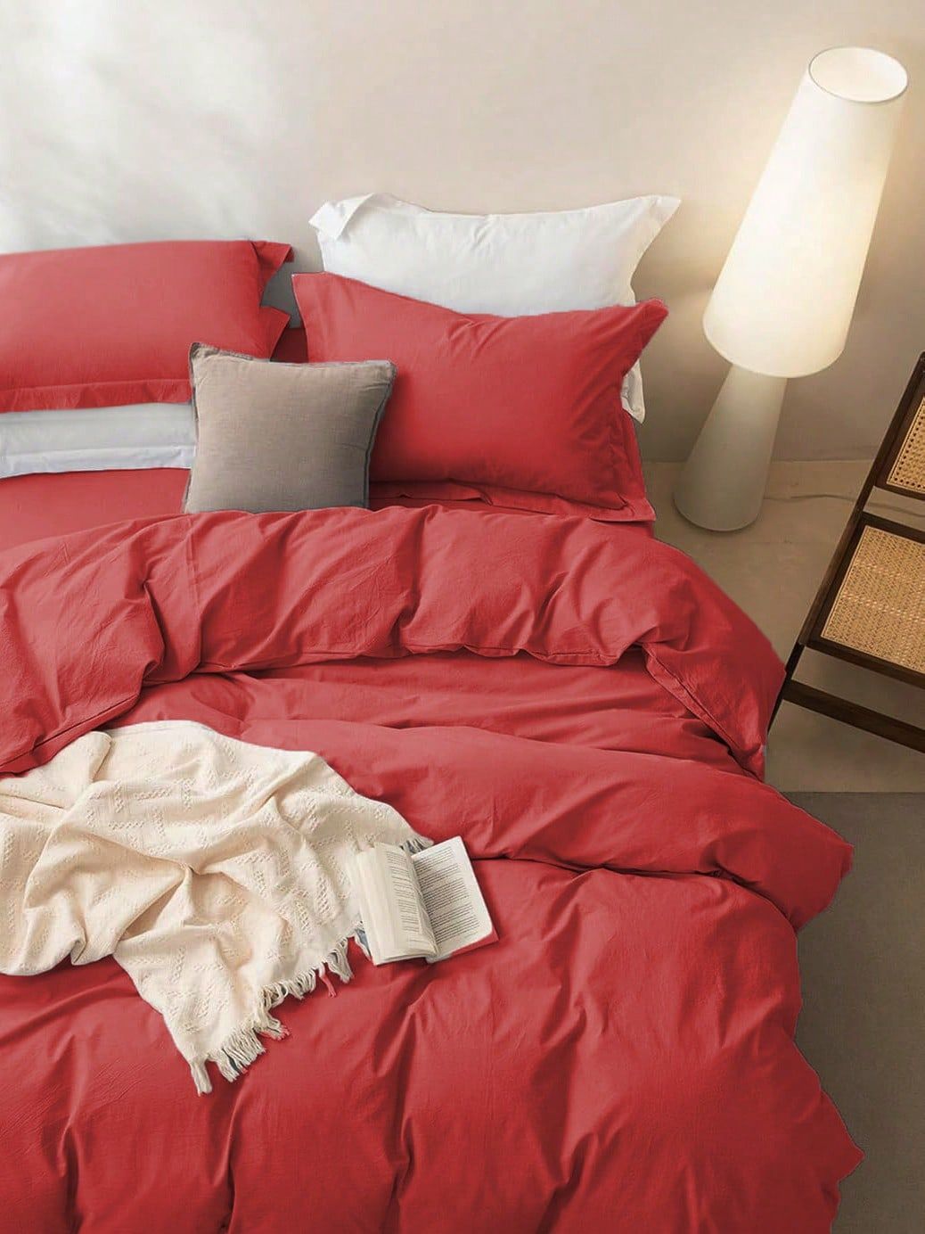 Hotel Soft Microfiber Duvet Cover Set-2000TC Quilt Cover Set & Pillowcases -1 Donna Cover Zipper Closure & 1 x Pillowcases-Breathable Bedding - Wrinkle, Fade, Stain Resistant(Red,Single)