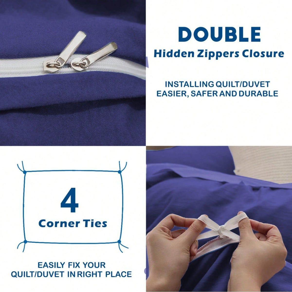 Hotel Soft Microfiber Duvet Cover Set-2000TC Quilt Cover Set & Pillowcases -1 Donna Cover Zipper Closure & 1 x Pillowcases-Breathable Bedding - Wrinkle, Fade, Stain Resistant(Royal blue,Single)