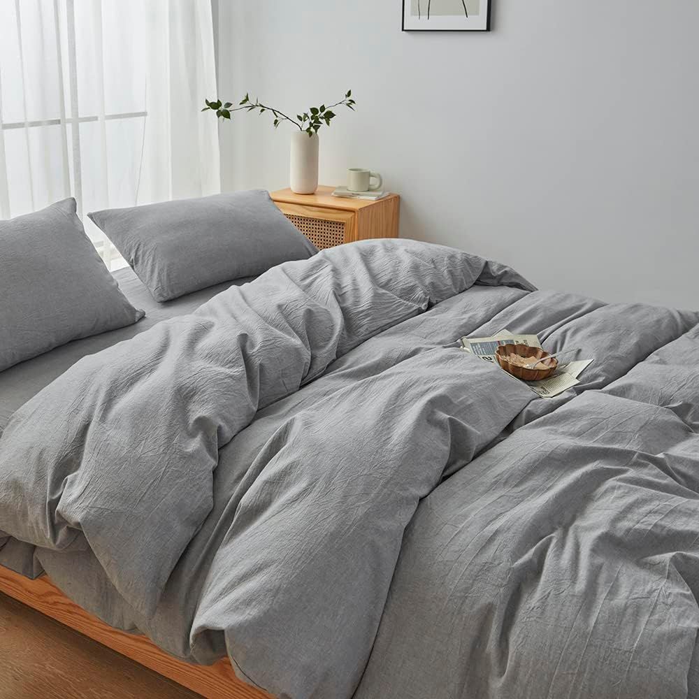 Hotel Soft Microfiber Duvet Cover Set-2000TC Quilt Cover Set & Pillowcases -1 Donna Cover Zipper Closure & 1 x Pillowcases-Breathable Bedding - Wrinkle, Fade, Stain Resistant(Grey,Single)