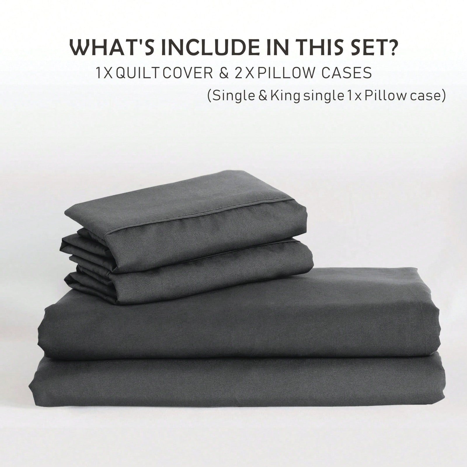 Hotel Soft Microfiber Duvet Cover Set-2000TC Quilt Cover Set & Pillowcases -1 Donna Cover Zipper Closure & 1 x Pillowcases-Breathable Bedding - Wrinkle, Fade, Stain Resistant(Dark gray,Single)