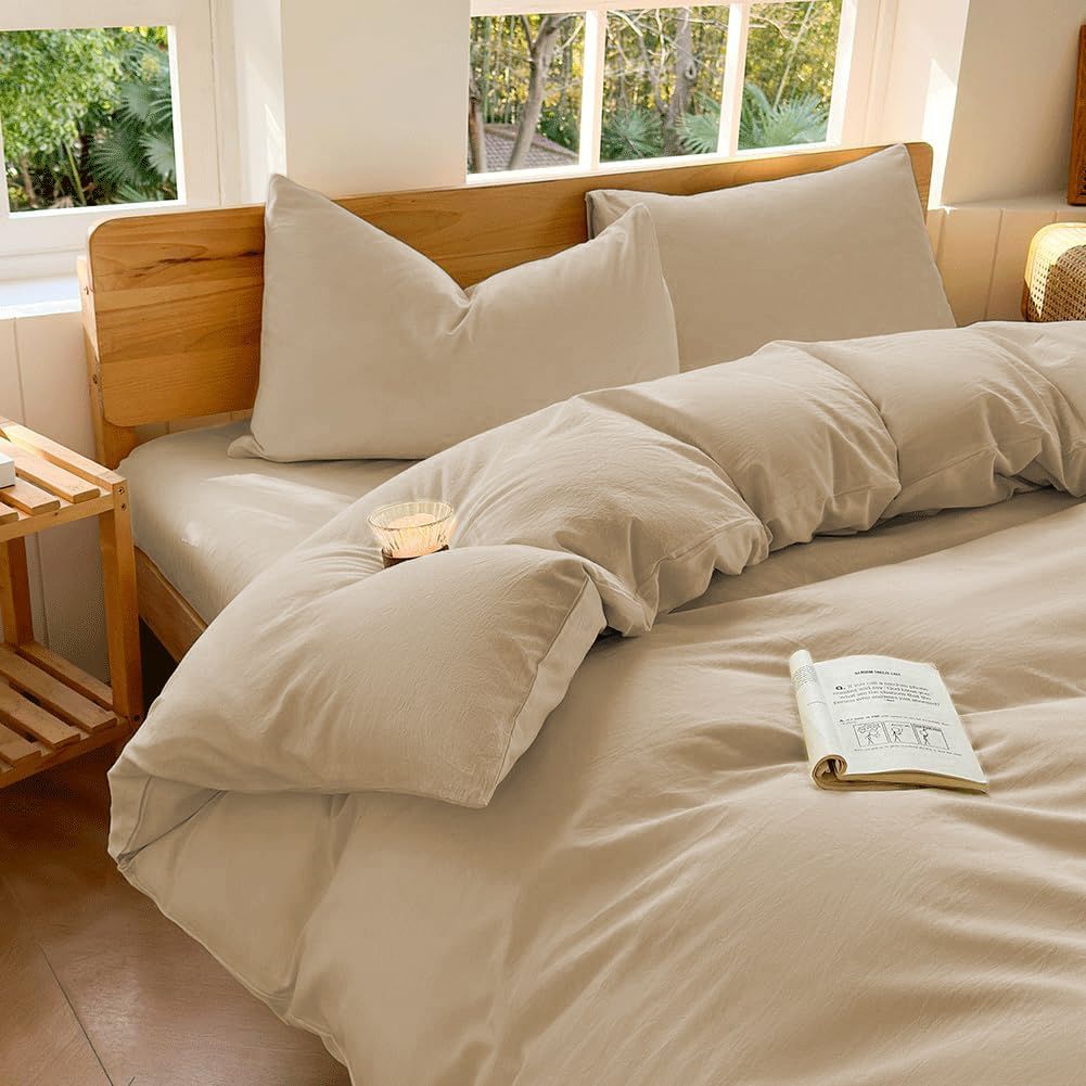 Hotel Soft Microfiber Duvet Cover Set-2000TC Quilt Cover Set & Pillowcases -1 Donna Cover Zipper Closure & 1 x Pillowcases-Breathable Bedding - Wrinkle, Fade, Stain Resistant(Camel Beige,Single)