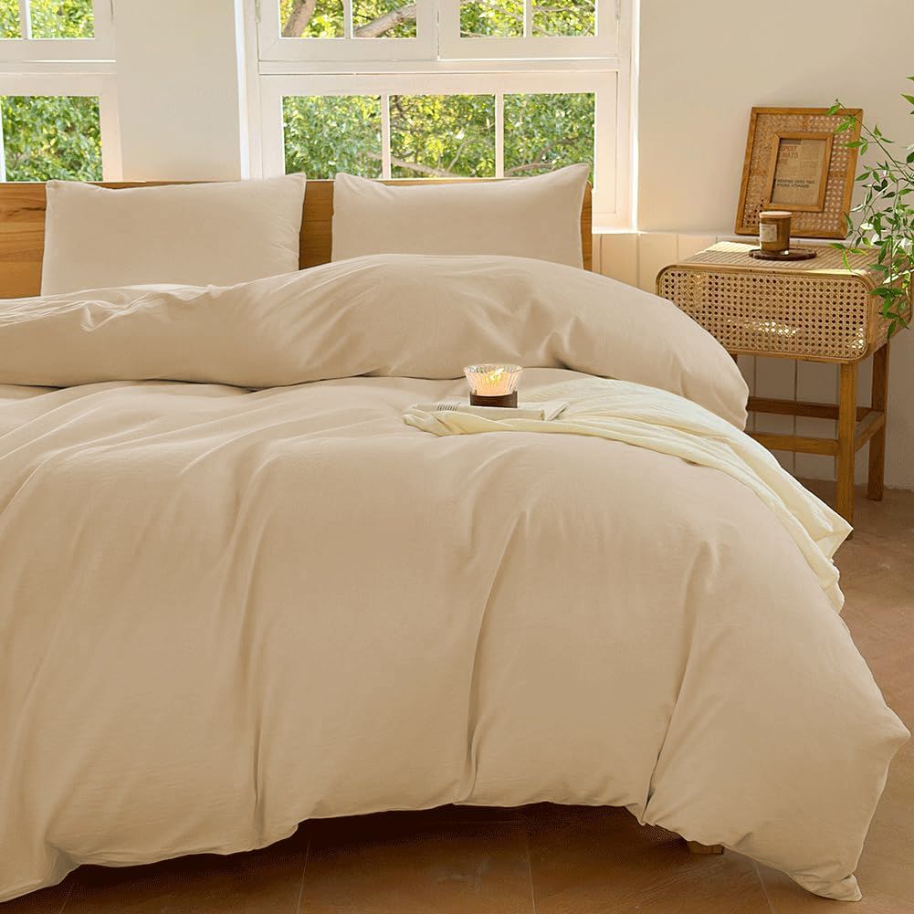 Hotel Soft Microfiber Duvet Cover Set-2000TC Quilt Cover Set & Pillowcases -1 Donna Cover Zipper Closure & 1 x Pillowcases-Breathable Bedding - Wrinkle, Fade, Stain Resistant(Camel Beige,Single)