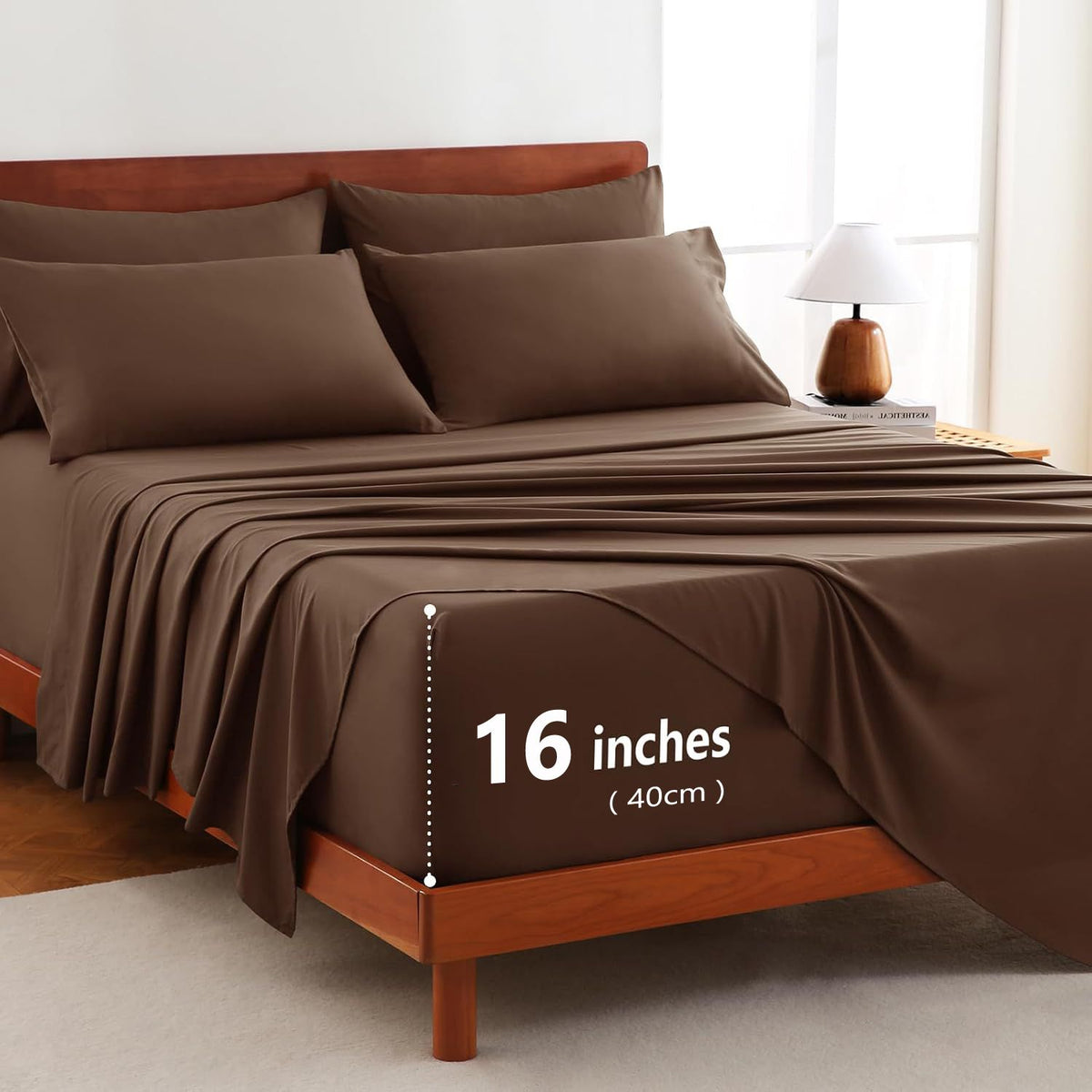 Hotel Soft Bed Sheet Set- Bedding Sheets & Pillowcases -Breathable Bedding - Wrinkle, Fade, Stain Resistant-Deep Pocket Flat Fitted Bed Sheet Set(Chocolate,Single)