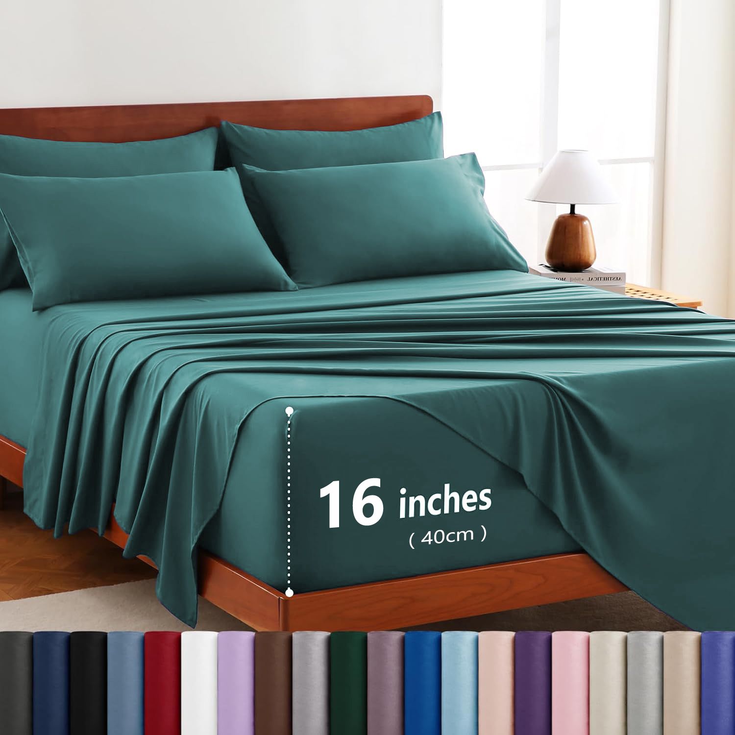 Hotel Soft Bed Sheet Set- Bedding Sheets & Pillowcases -Breathable Bedding - Wrinkle, Fade, Stain Resistant-Deep Pocket Flat Fitted Bed Sheet Set(Biscay blue,Single)