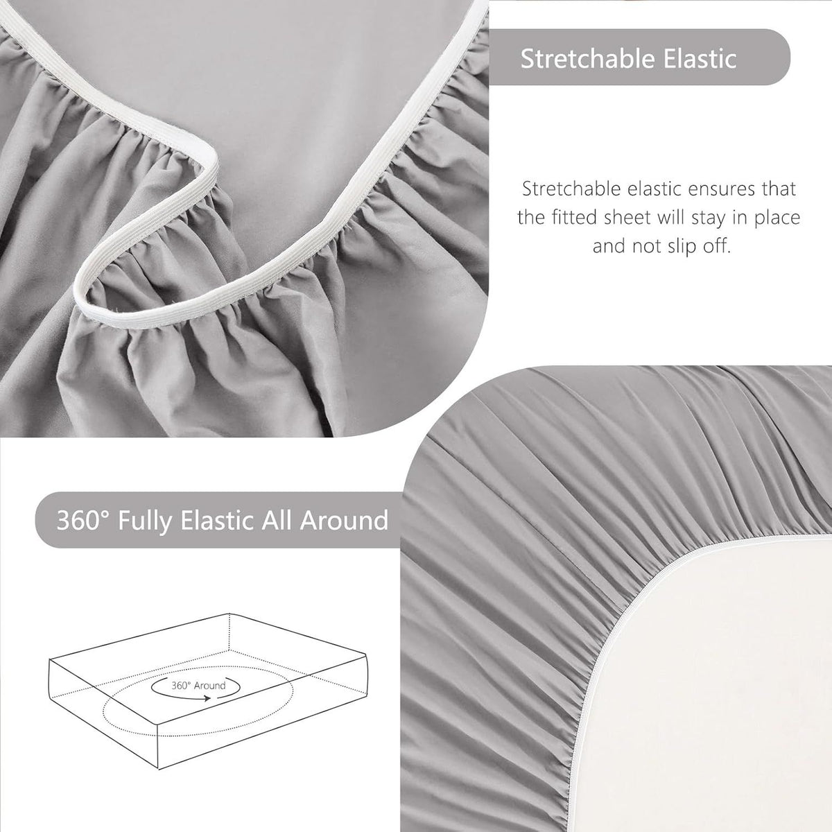 Hotel Soft Bed Sheet Set- Bedding Sheets & Pillowcases -Breathable Bedding - Wrinkle, Fade, Stain Resistant-Deep Pocket Flat Fitted Bed Sheet Set(Silver-gray,Single)