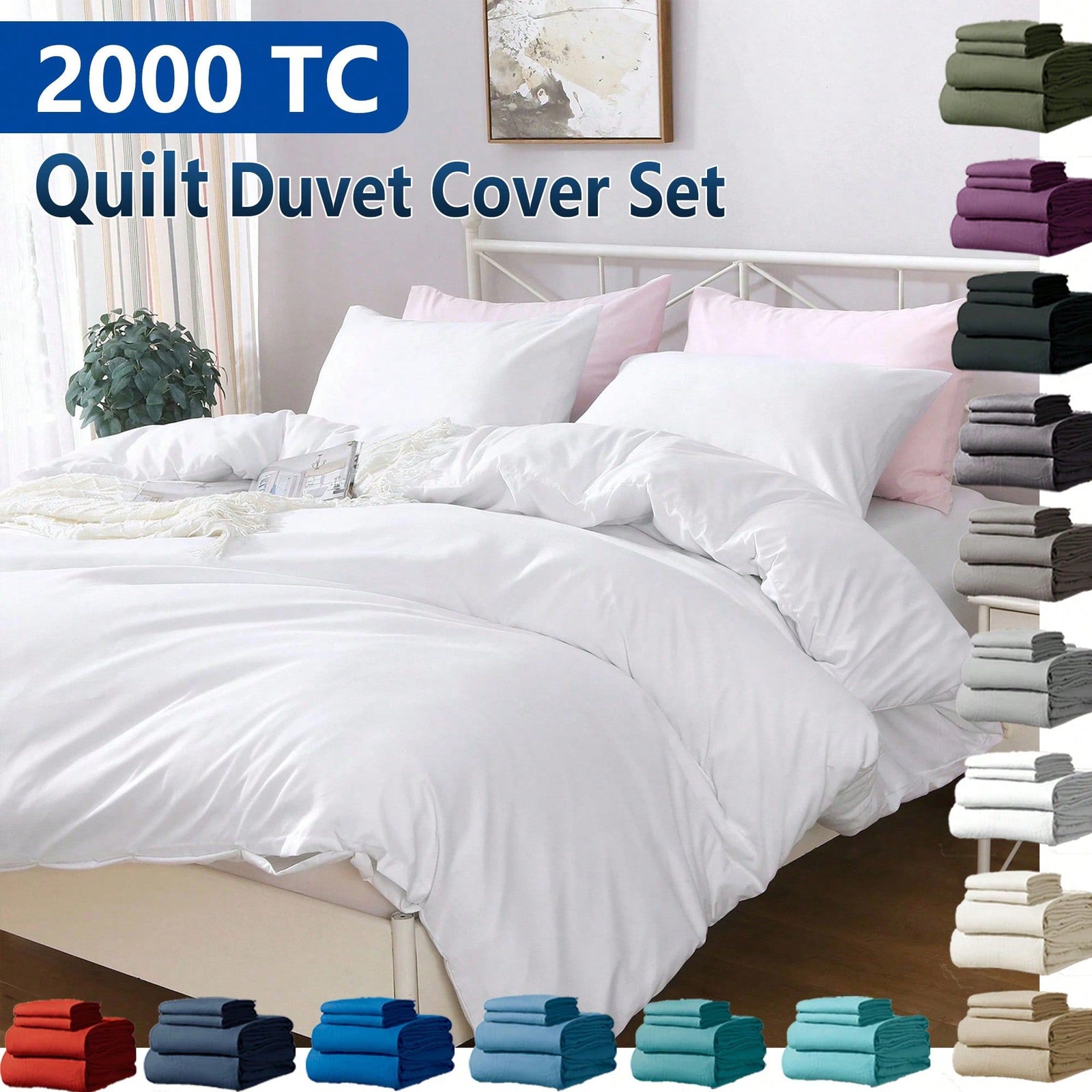 Hotel Soft Microfiber Duvet Cover Set-2000TC Quilt Cover Set & Pillowcases -1 Donna Cover Zipper Closure & 1 x Pillowcases-Breathable Bedding - Wrinkle, Fade, Stain Resistant(Raw white,Super King)